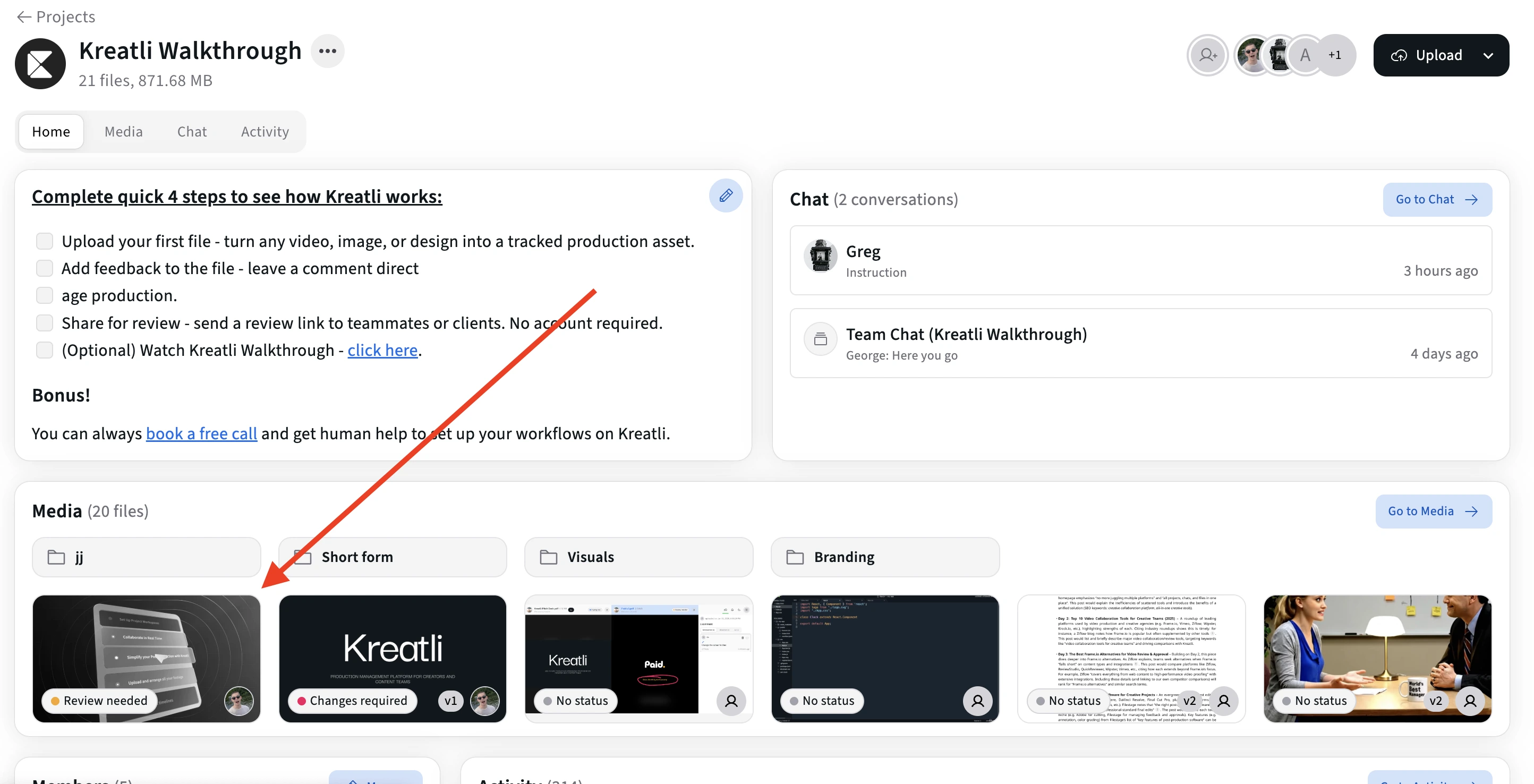 Kreatli review player with video open for commenting